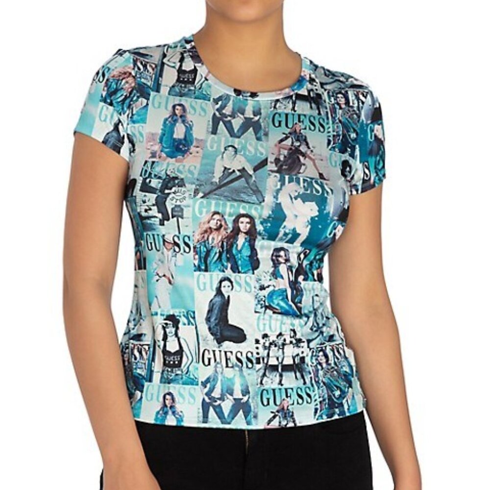 Guess Magazine-Print T-Shirt